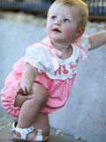 Pink Ballet Embroidery Bow Bubble Romper - 5