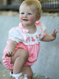 Pink Ballet Embroidery Bow Bubble Romper - 4