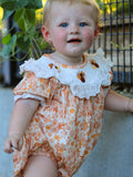 Thanksgiving Turkey Floral Lace Bubble Girls Romper - 1