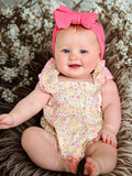 Floral Smocked Baby Girl Romper - 1