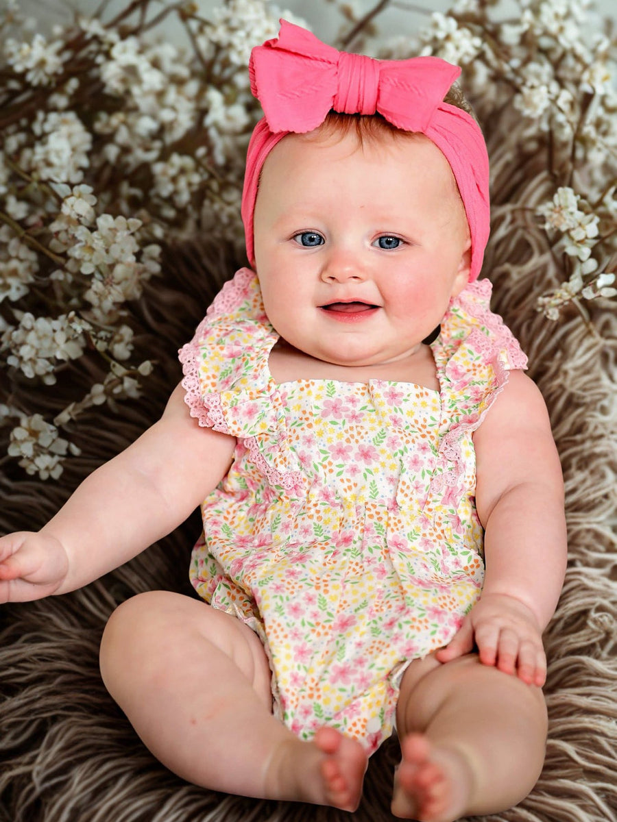Floral Smocked Baby Girl Romper