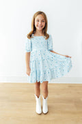 Blueberry Kisses Smocked Ruffle Dress - 3