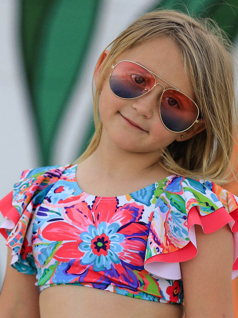 "Colorful Pattern" Girls' Boutique Swimsuit - 5