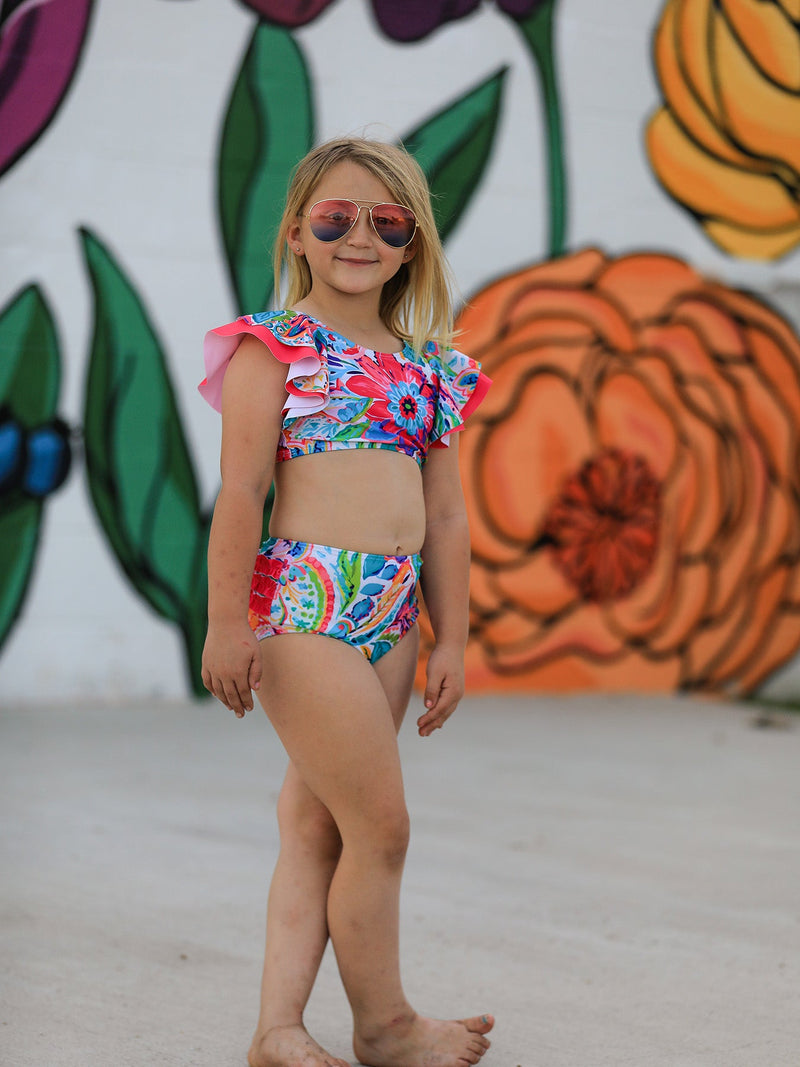"Colorful Pattern" Girls' Boutique Swimsuit - 4