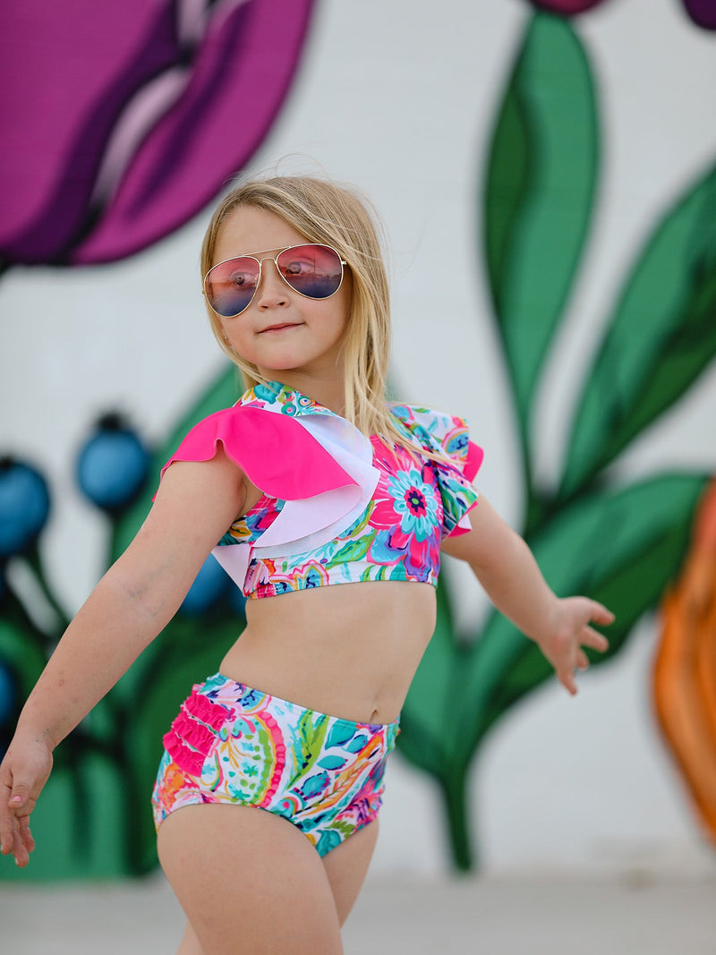 "Colorful Pattern" Girls' Boutique Swimsuit - 3