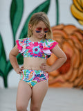 "Colorful Pattern" Girls' Boutique Swimsuit - 1