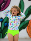 Summer Chicken Print Girls Long Sleeve Swim Set - 2