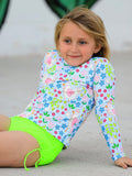 Summer Chicken Print Girls Long Sleeve Swim Set - 1