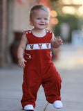 Baby Boys Christmas Reindeer Smocked Red Jonjon - 2