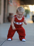 Baby Boys Christmas Reindeer Smocked Red Jonjon - 3