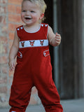 Baby Boys Christmas Reindeer Smocked Red Jonjon - 1