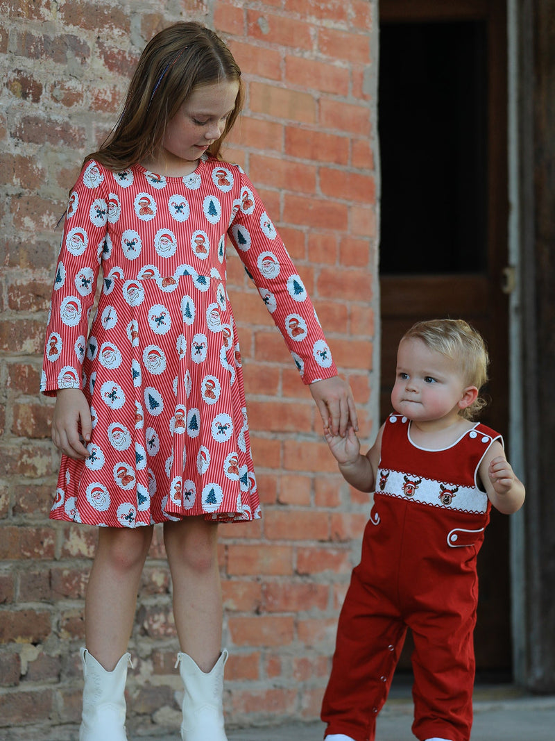 Baby Boys Christmas Reindeer Smocked Red Jonjon - 11