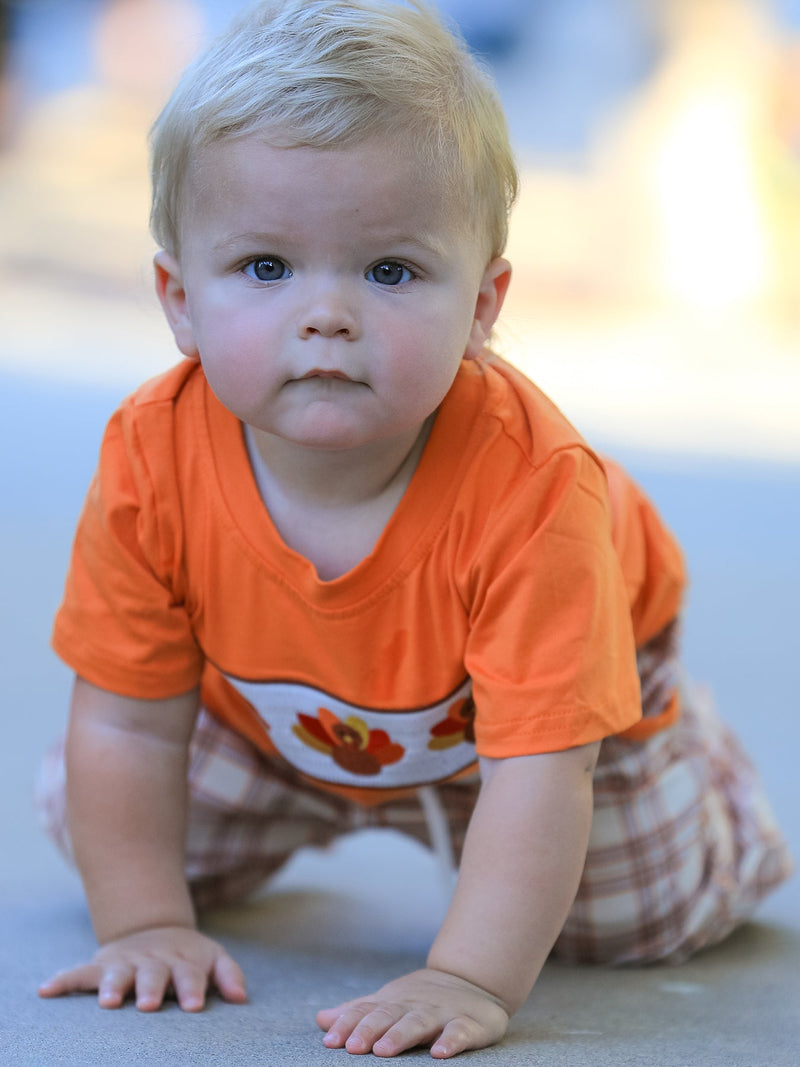 Thanksgiving Turkey Plaid Boys Pants Set - 4