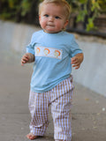 Fall Thanksgiving Plaid Chick Embroidery Smocking Boys Set - 1