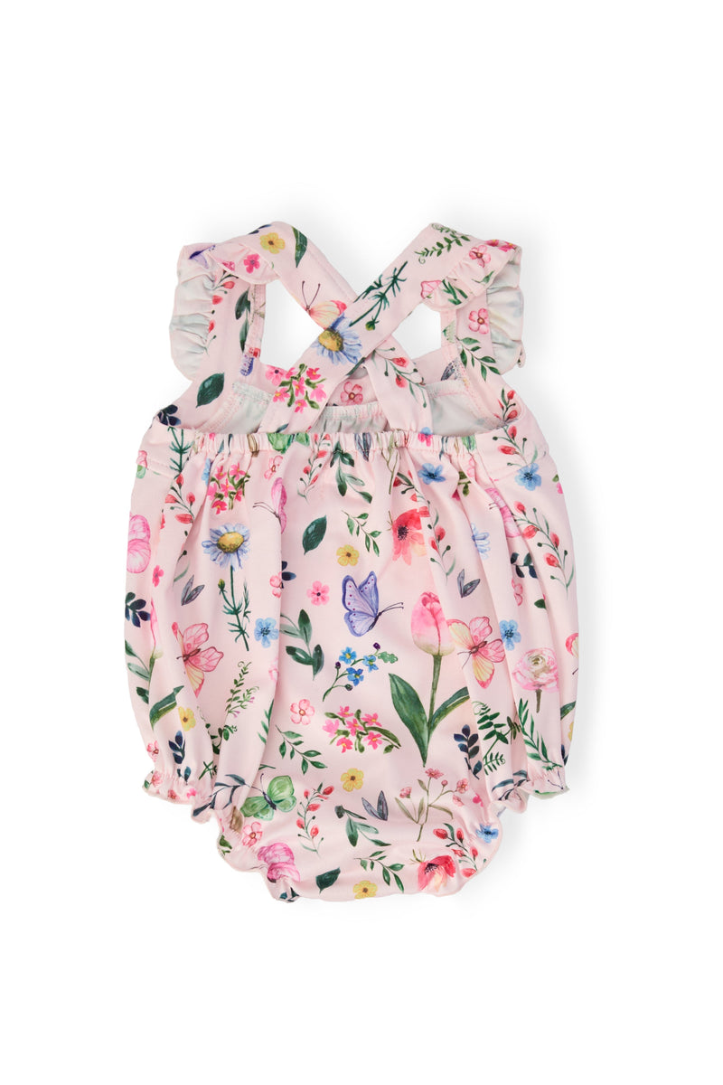 Butterfly Meadows Ruffle Cross Back Romper - 4