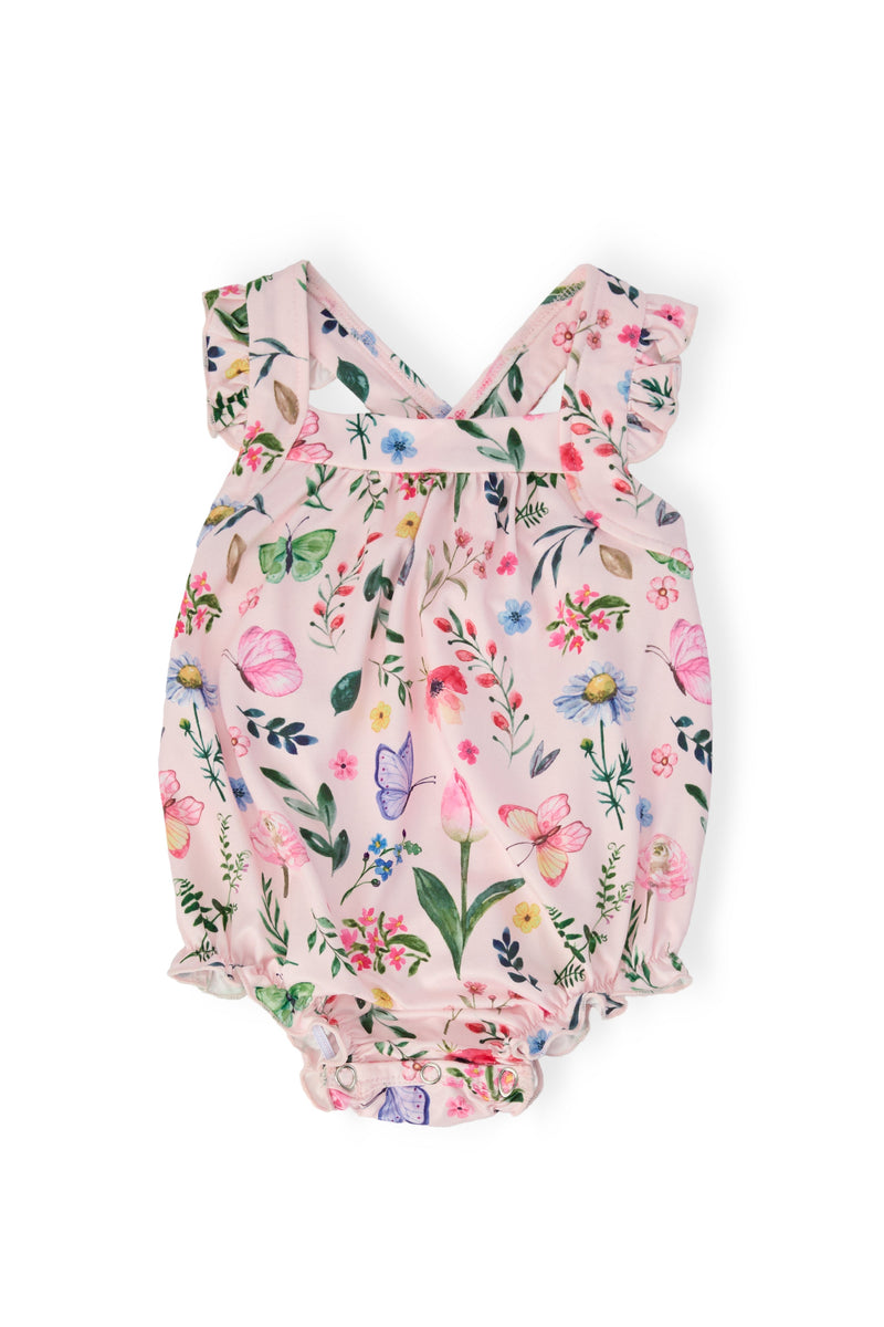 Butterfly Meadows Ruffle Cross Back Romper - 1