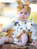 Western Horse Girls Romper Bow Ruffle Long Sleeve - 2