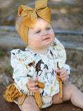 Western Horse Girls Romper Bow Ruffle Long Sleeve - 5