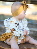 Western Horse Girls Romper Bow Ruffle Long Sleeve - 4