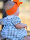 Fall Halloween & Thanksgiving Applique Plaid Girls Bloomers Romper Set - 5
