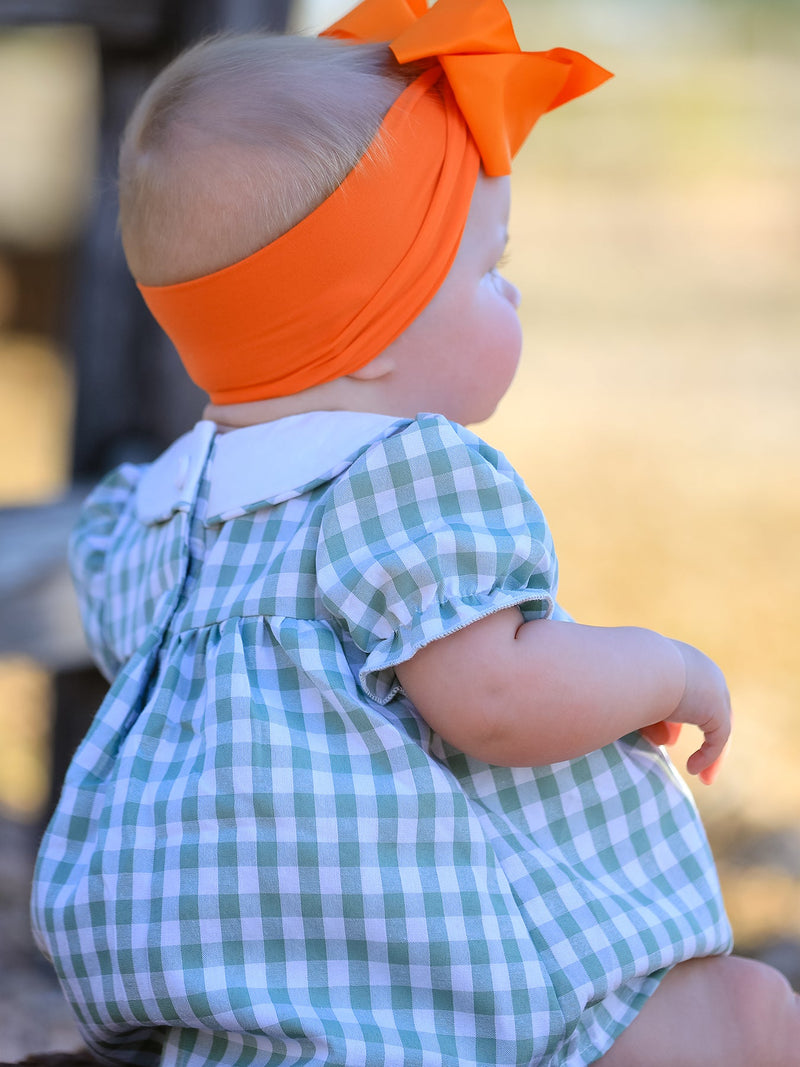 Fall Halloween & Thanksgiving Applique Plaid Girls Bloomers Romper Set - 5
