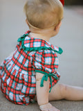 Christmas Tree Plaid Girls Romper Petals Collar Ruffle - 4