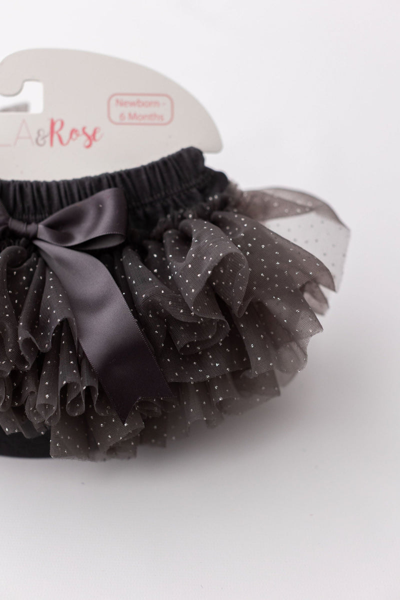 SALE Charcoal & Silver Glitter Ruffle Tutu Bloomer - 2