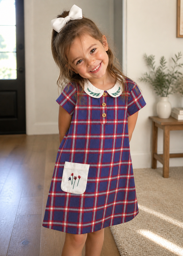 Girls French Terry Peter Pan Collar Dress
