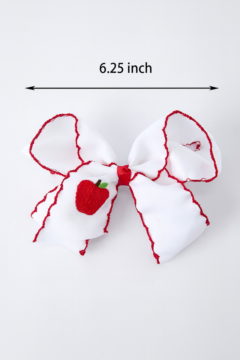 Back-to-school Apple Applique Girls Hairpin 4 Inches/6.25 inches - 5