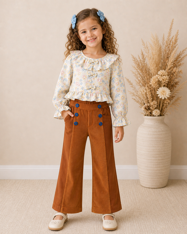 Girls Serendipity Top & Brown Sugar Slacks Set