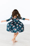 Christmas Ballet 3/4 Sleeve Ruffle Twirl Dress - 3
