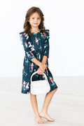 Christmas Ballet 3/4 Sleeve Ruffle Twirl Dress - 5