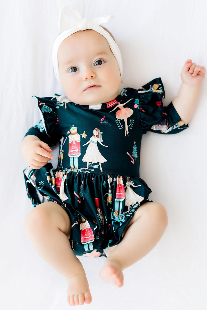 Christmas Ballet 3/4 Sleeve Flutter Twirl Bodysuit - 2
