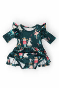 Christmas Ballet 3/4 Sleeve Flutter Twirl Bodysuit - 3