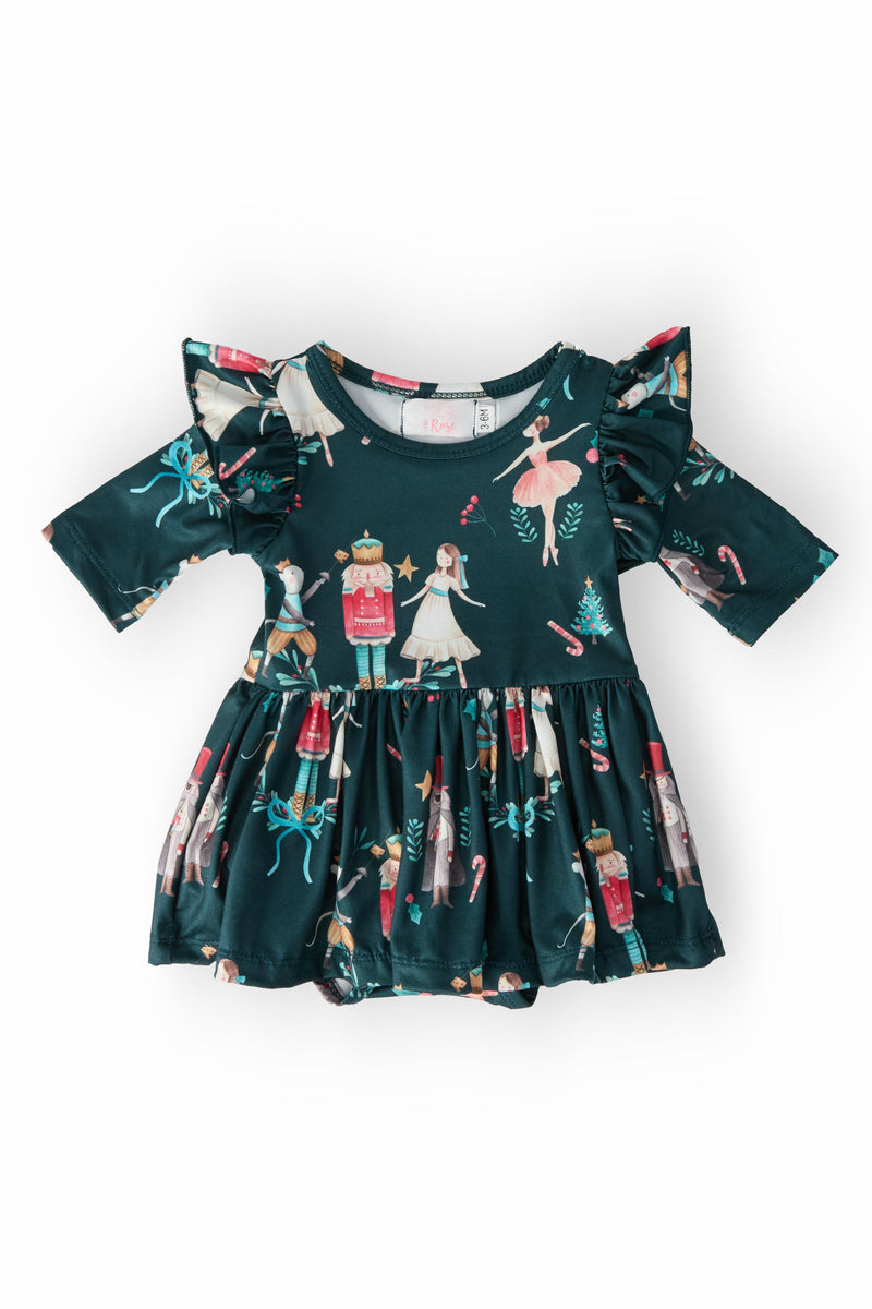 Christmas Ballet 3/4 Sleeve Flutter Twirl Bodysuit - 1