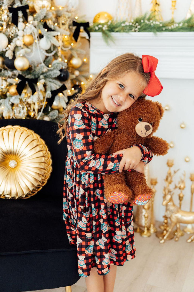 Christmas Bears L/S Pocket Twirl Dress - 2