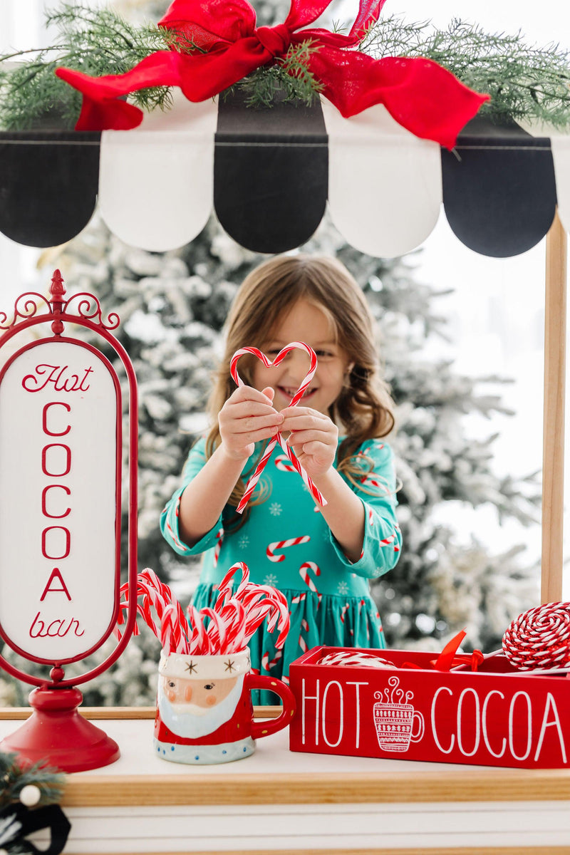 Christmas Candy 3/4 Sleeve Pocket Twirl Dress - 8