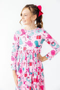 Christmas Cowgirl L/S Pocket Twirl Dress - 6