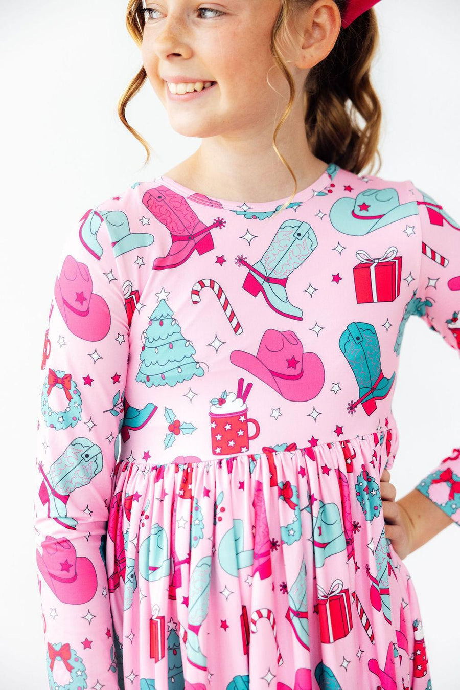 Christmas Cowgirl L/S Pocket Twirl Dress