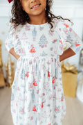 Clara's Christmas 3/4 Sleeve Ruffle Twirl Dress - 6