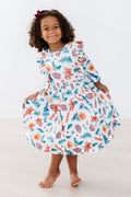 Classic Christmas 3/4 Sleeve Ruffle Twirl Dress - 5