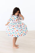 Classic Christmas 3/4 Sleeve Ruffle Twirl Dress - 6