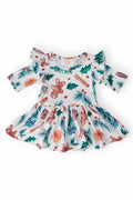 Classic Christmas 3/4 Sleeve Flutter Twirl Bodysuit - 1