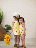 Summer Crochet Sunflower Girl Dress with Headscarf - 5