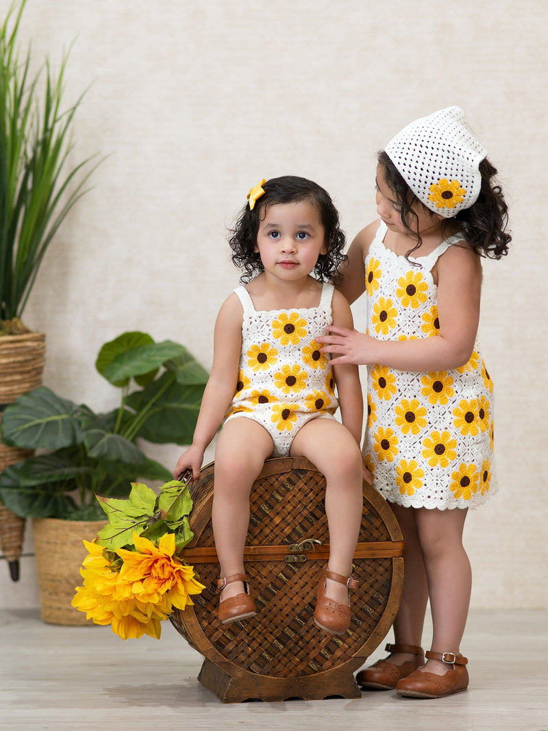 Summer Sunflower Baby Crochet Romper - 7