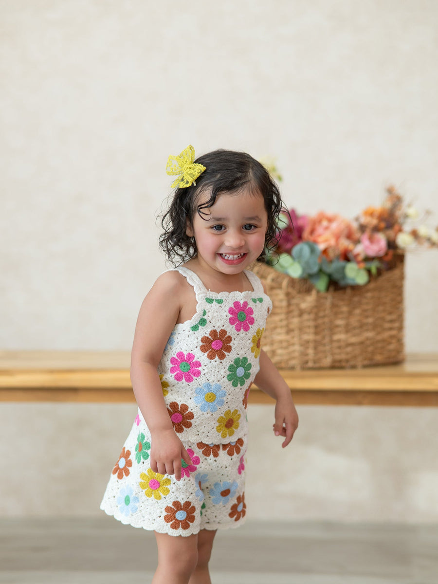 Summer Crochet Floral Girl Set