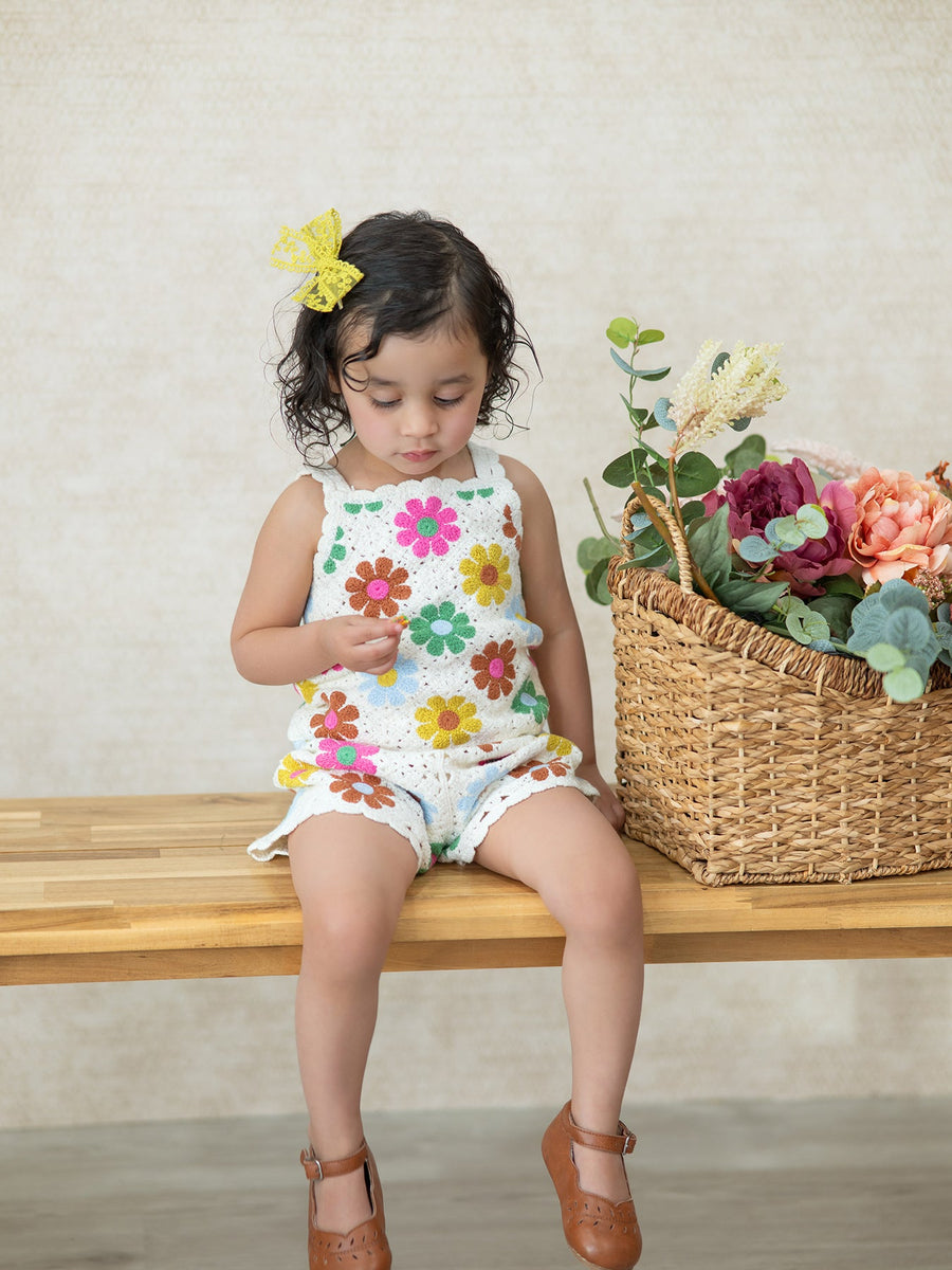 Summer Crochet Floral Girl Set
