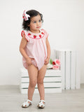 Baby Girls Strawberry Plaid Smocked Romper - 3