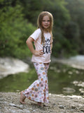 Girls Letter Print Top + Floral Pattern Pants - 3