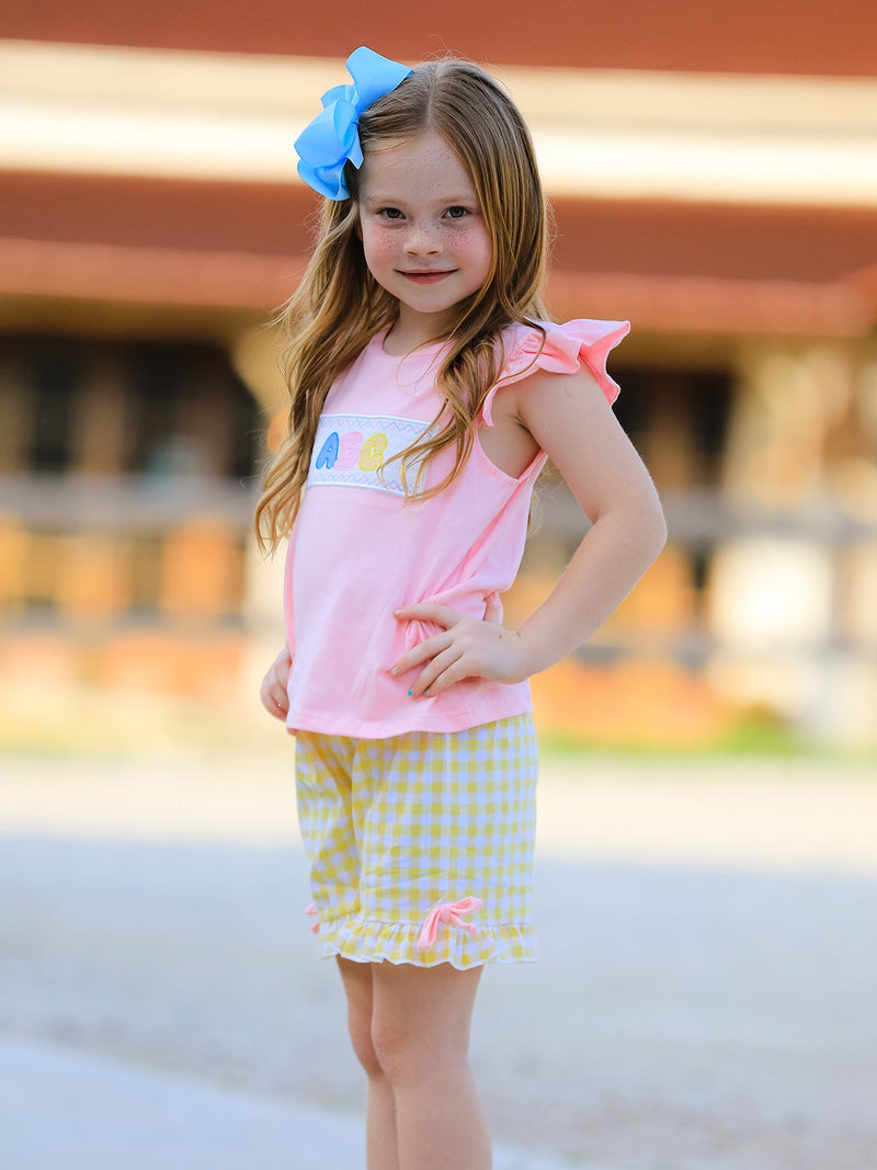 Back To School Girls "ABC" Embroidered Ruffle Set - 3